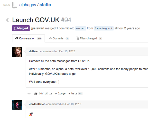 Pull request launching gov.uk
